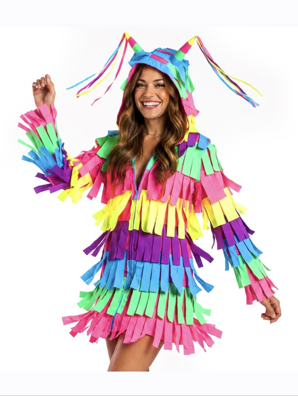 Colorful Rainbow Piñata Costume with Hood Halloween Costume - Picture 8 of 8